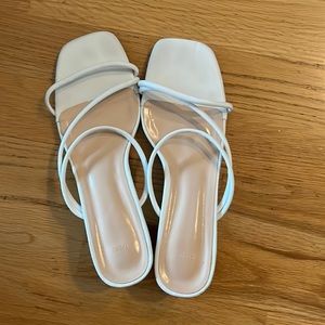 heeled sandals white